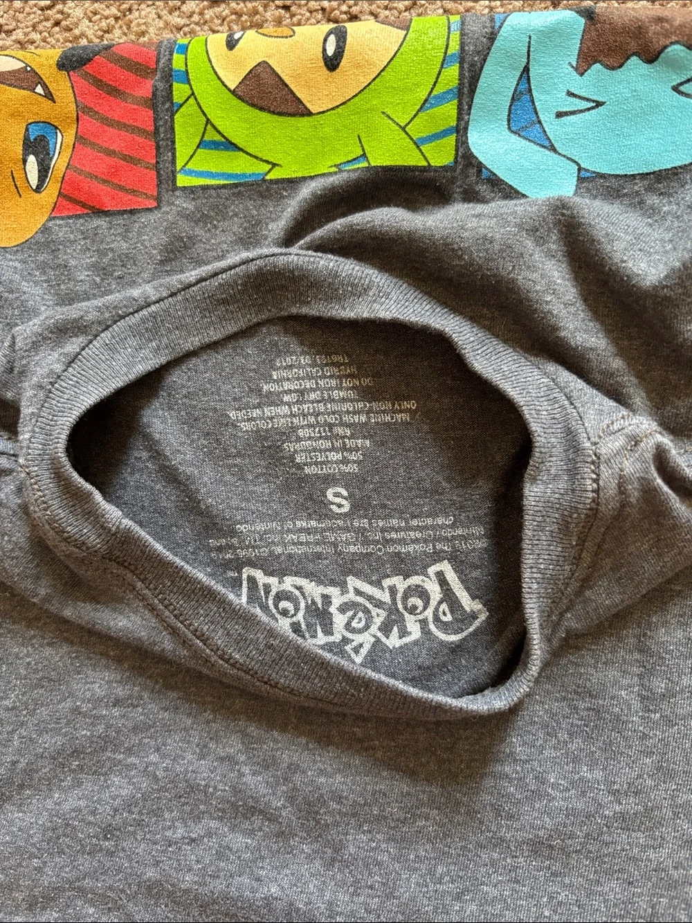 #279 Pokémon Shirt Pikachu and Friends - Charcoal - Kids T-Shirt size S